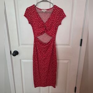 Jessica Simpson Red Midi Dress with White Dots